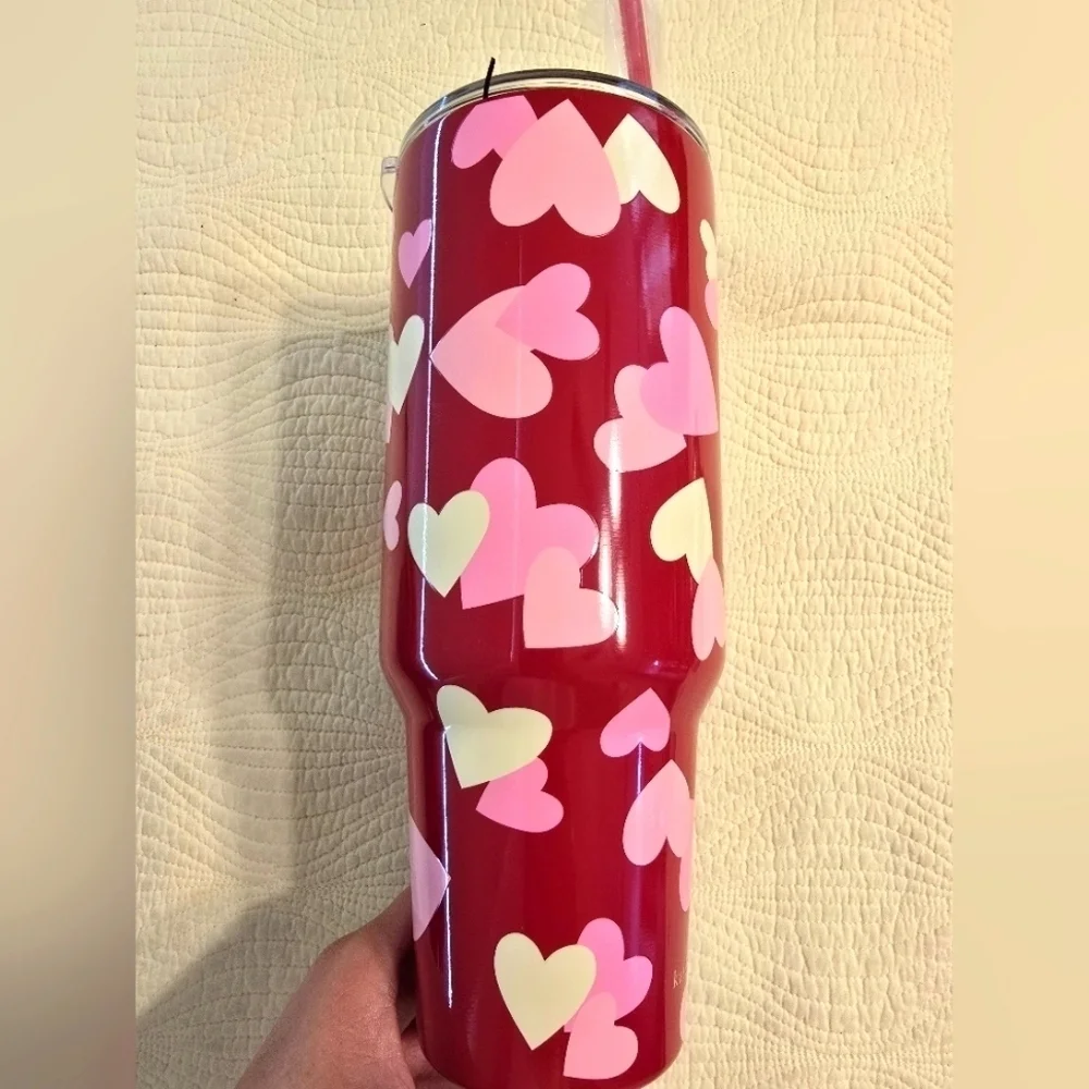 NWT Kate Spade Valentine Heart Stainless Steel Tumbler,  40 oz